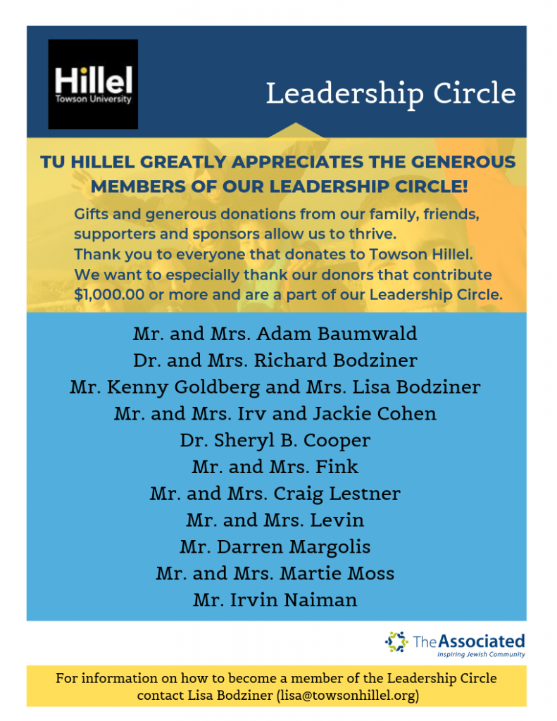 TU Hillel Leadership Circle Flyer Towson Hillel